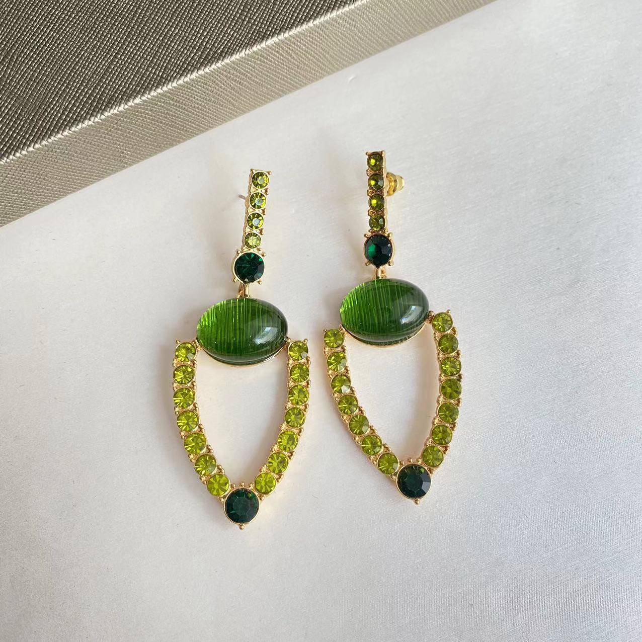Green Textured Hollow-Out Stud Earrings