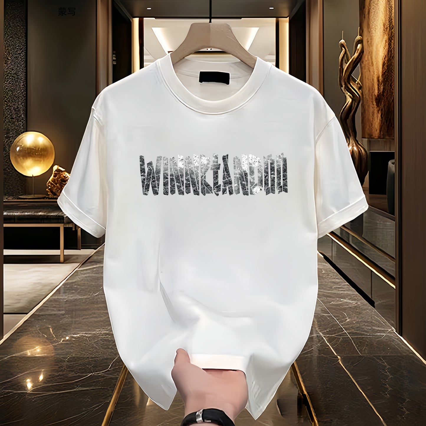 Round-neck high-end men's short-sleeved shirt