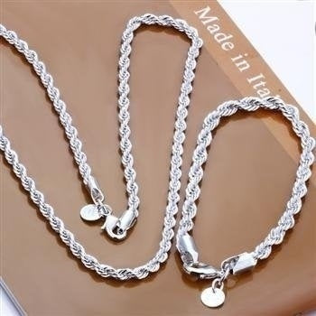 Silver Plated Twist Rope Necklace