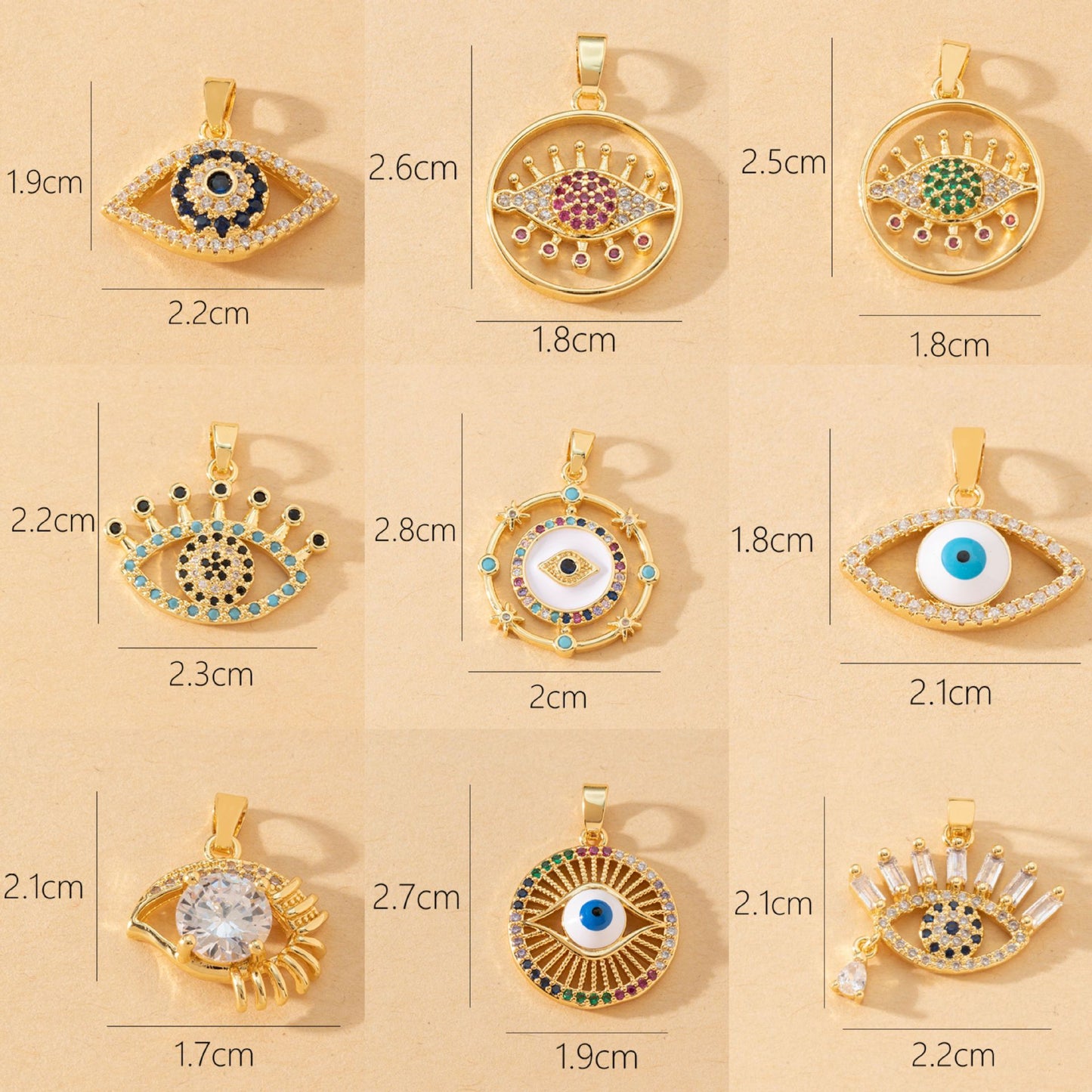 Devil's Eye Copper Pendant for DIY Jewelry