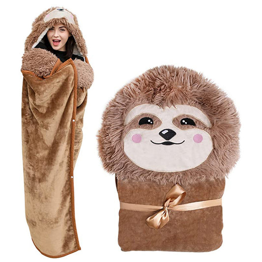 Sloth Hooded Blanket Shirt Soft Wearable Home Blanket