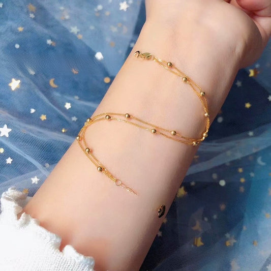 Adjustable 18K Gold Bead Bracelet