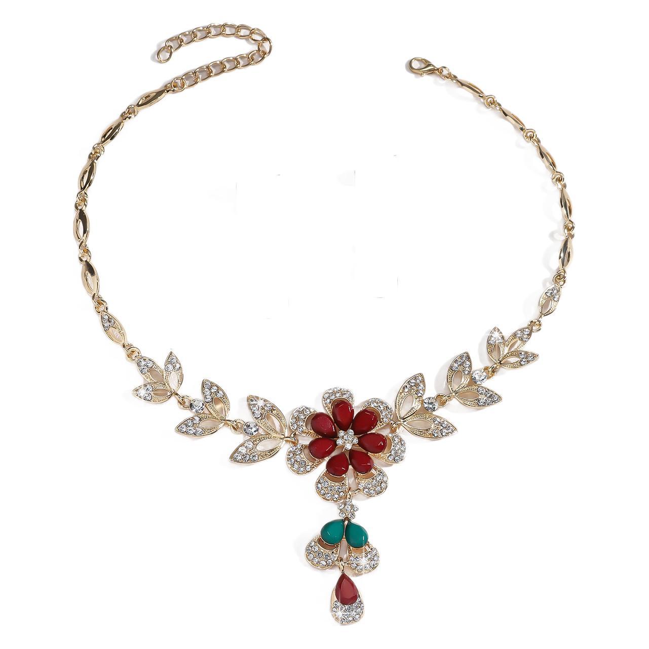 Elegant Water Drop Flower Necklace and Earrings Set