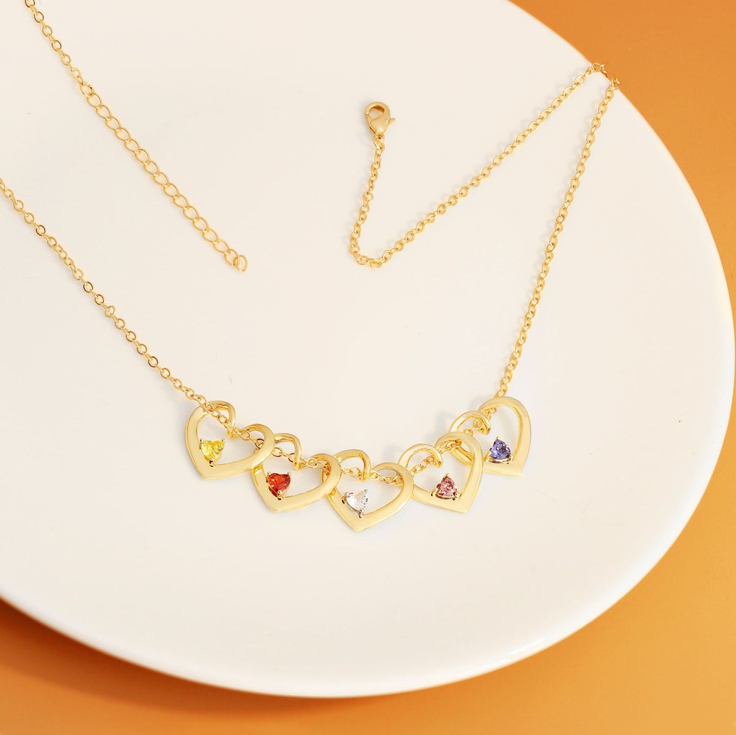 Heart-shaped diamond-studded necklace