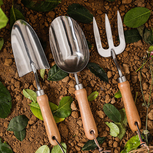Stainless steel gardening tool set