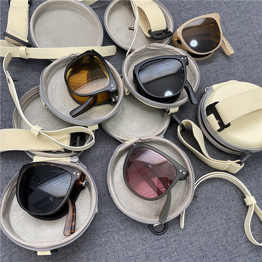 Folding air-cushion sunglasses for women, brown sunglasses
