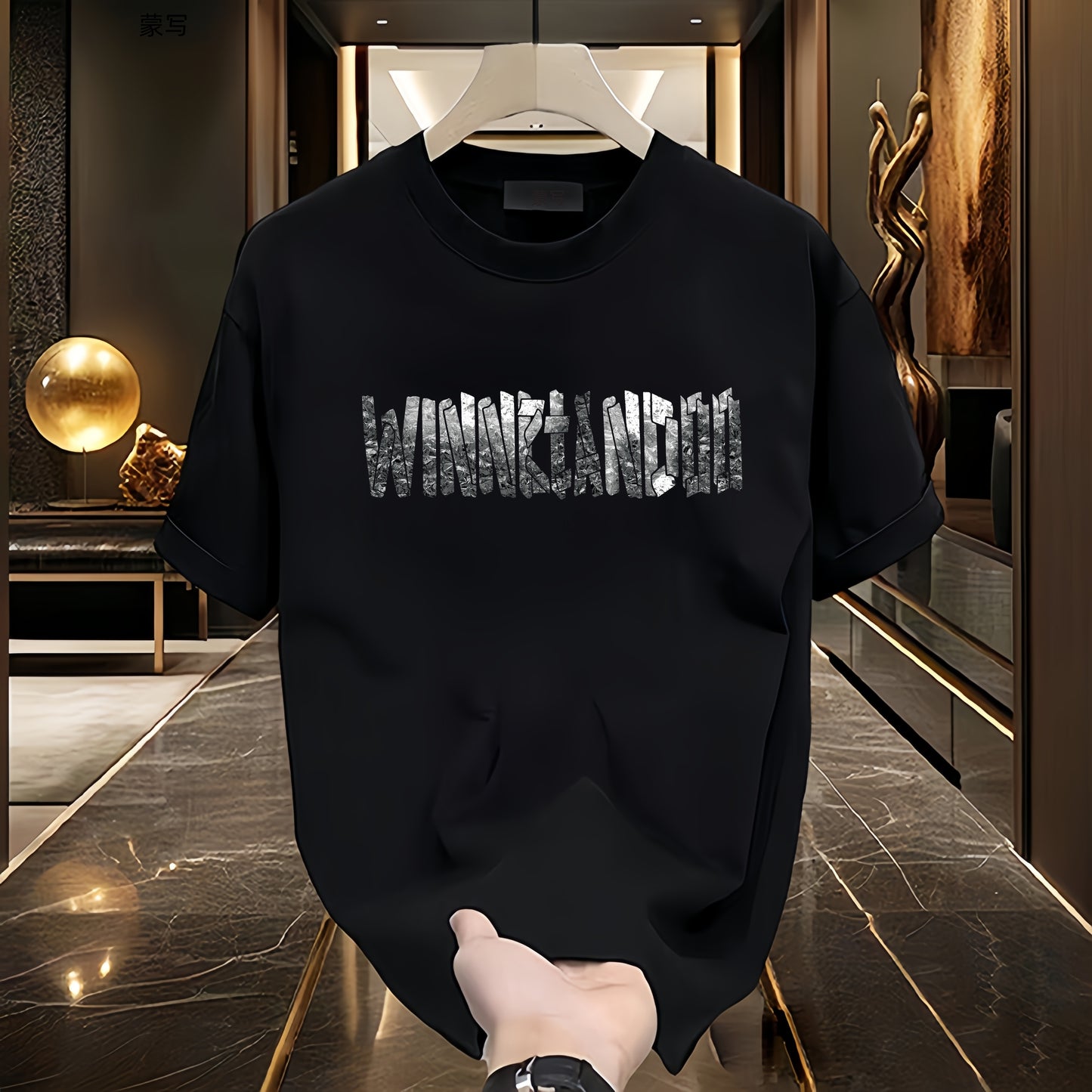 Round-neck high-end men's short-sleeved shirt