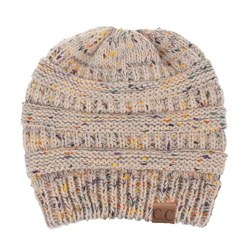 Ponytail Patch Knitted Winter Hat