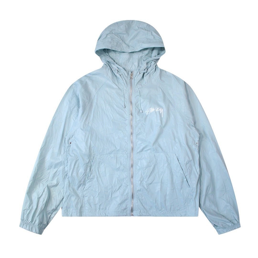 Vintage Pleated Hooded Sun Protection Jacket